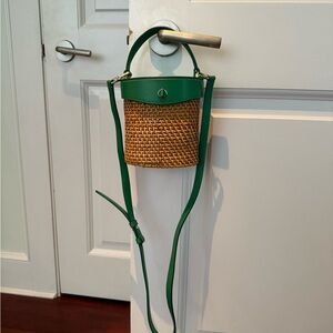 Kate Spade Green and Tan Woven Bucket Bag